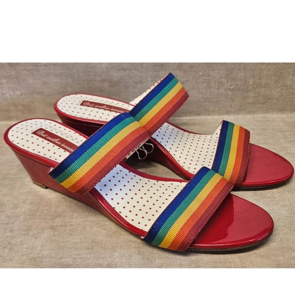But Another Innocent Tale (Modcloth), Rainbow Pride Short Wedge Heels size 8